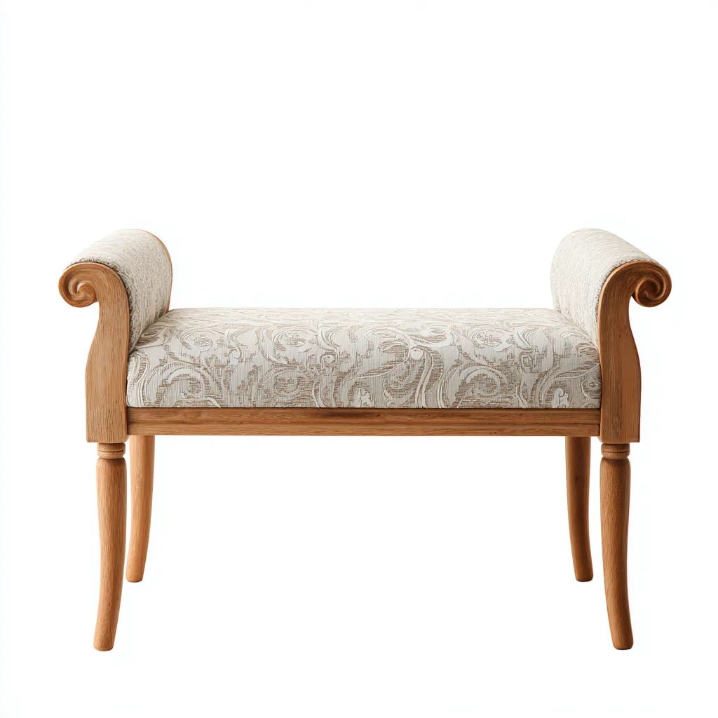 Panca per letto imbottita in tessuto con struttura in legno 95x40x55 cm - beige-naturale - design classico-Airyora