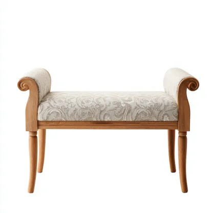 Panca per letto imbottita in tessuto con struttura in legno 95x40x55 cm - beige-naturale - design classico-Airyora