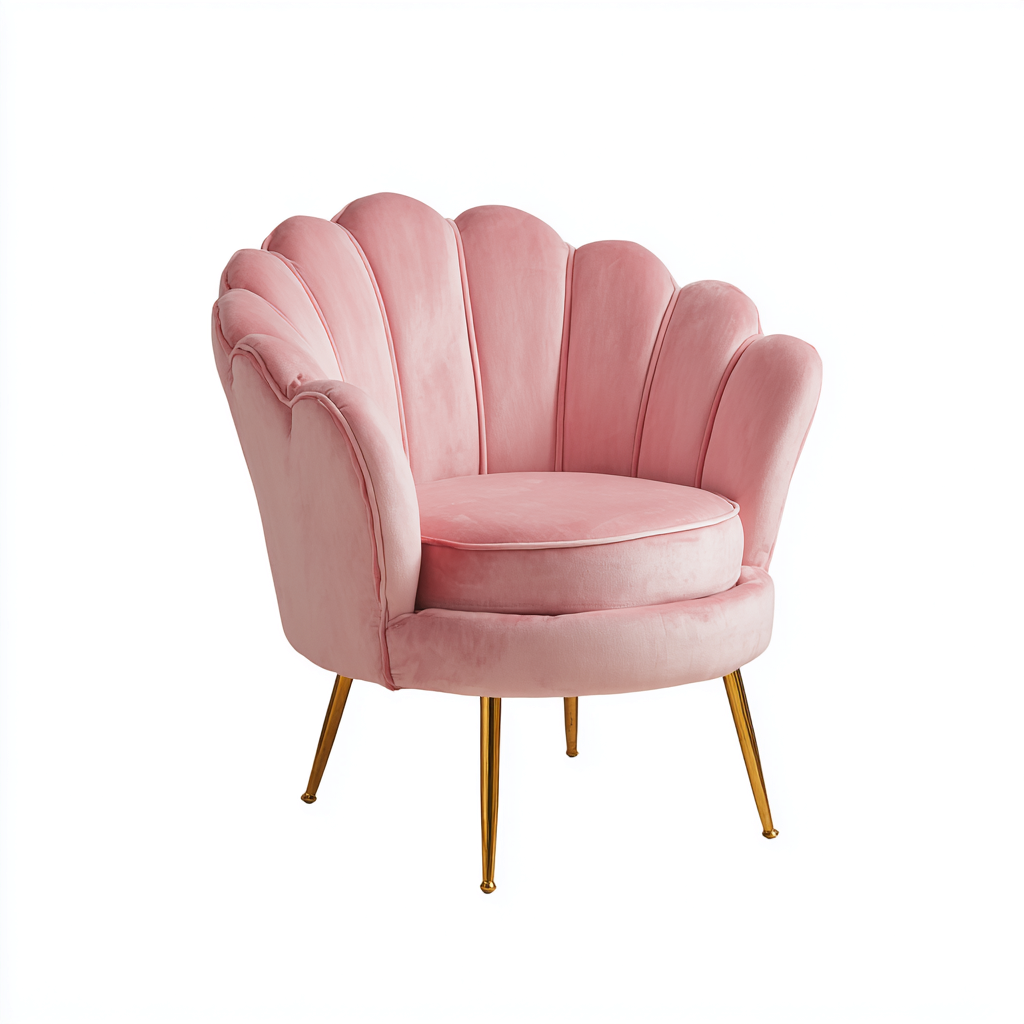 Poltrona velluto rosa 80x75x85 cm - struttura in metallo - elegante con gambe dorate-Airyora