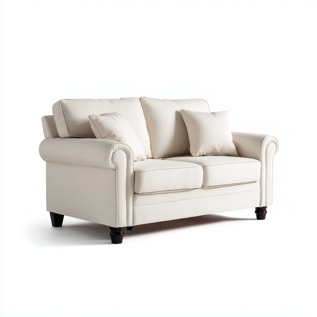 Divano a due posti in tessuto 165x85x88 cm - beige - design classico adatto per soggiorno-Airyora