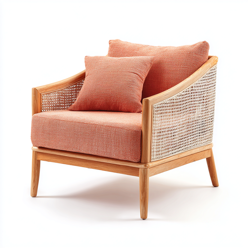 Poltrona tessuto 76x80x88 cm - arancione - stile naturale-Airyora