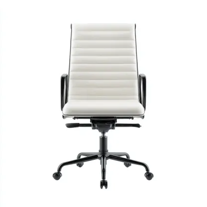 Sedia da ufficio similpelle 65x60x110 cm - bianco-nero - design ergonomico-Airyora