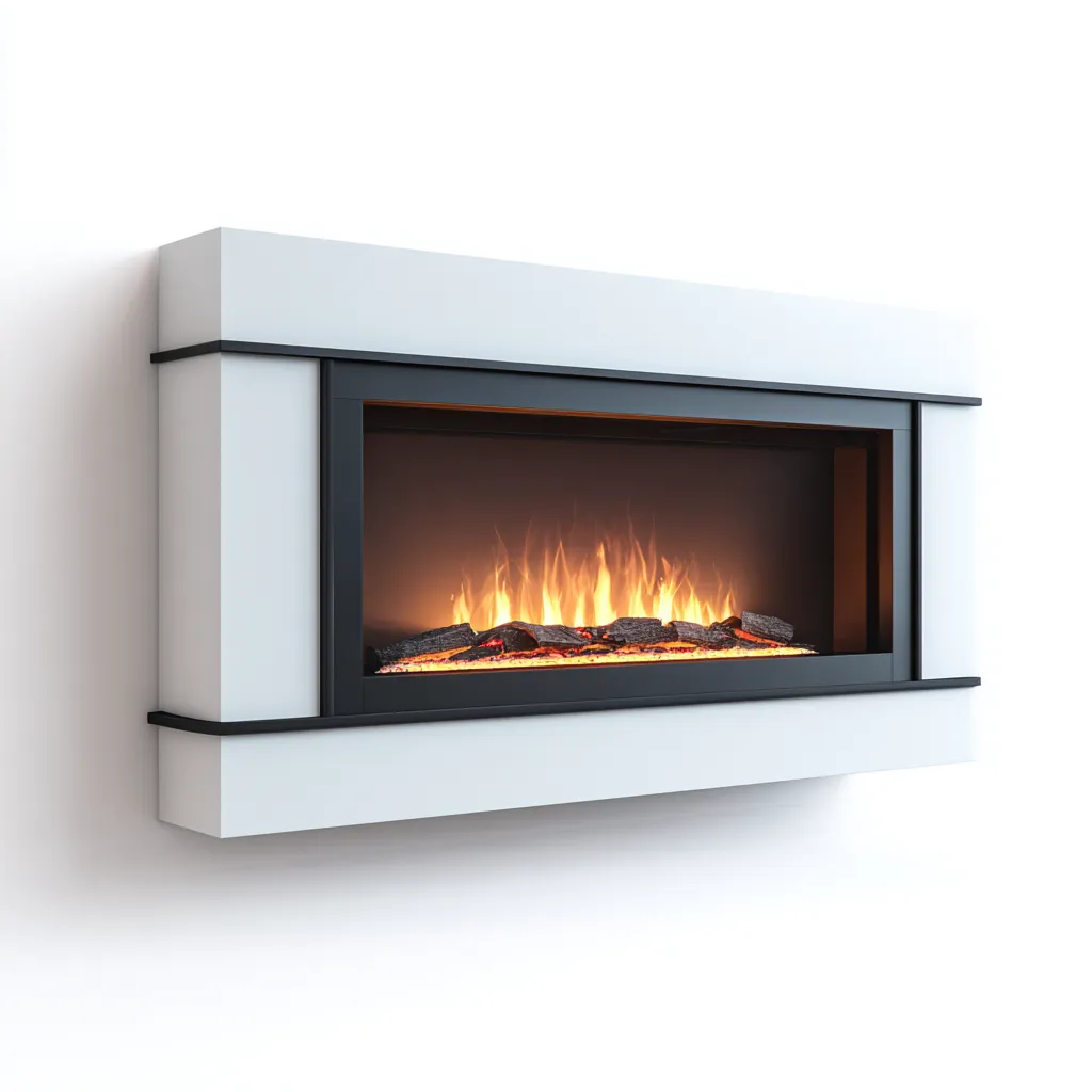 Camino-metallo-vetro 120x20x55 cm-bianco-nero-design moderno-Airyora