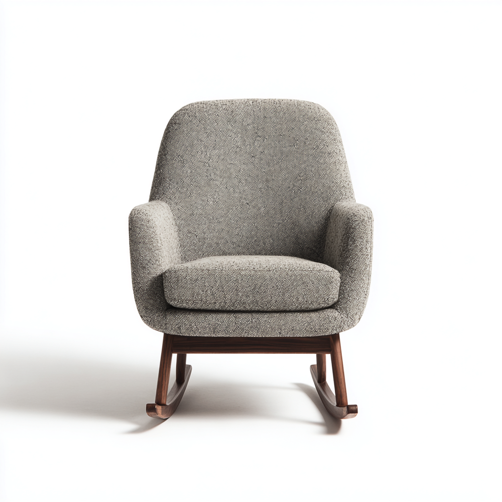 Sedia a dondolo-tessuto-legno-101x69x95 cm-grigio-legno naturale-design moderno-Airyora