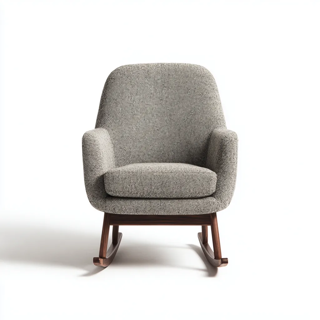 Sedia a dondolo-tessuto-legno-101x69x95 cm-grigio-legno naturale-design moderno-Airyora