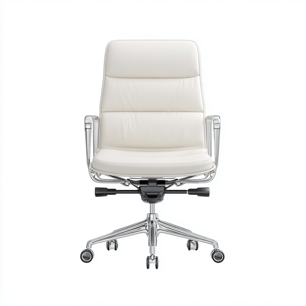 Sedia da ufficio-metallo-pelle 60x60x110 cm-bianco-cromato-design moderno-Airyora