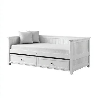 Divano letto in legno 205x95x85 cm - bianco - design classico-Airyora