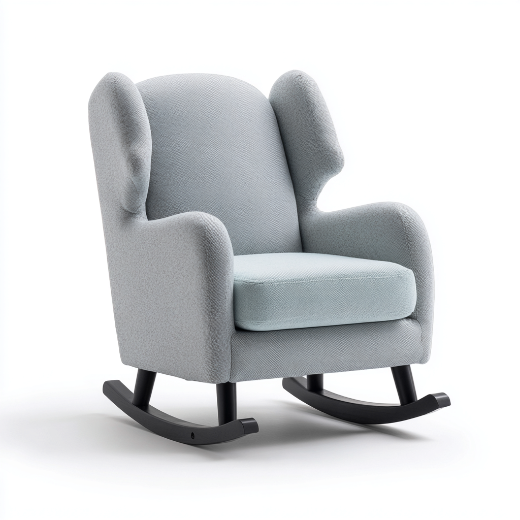 Sedia a dondolo in tessuto 78x76x92 cm - azzurro-grigio-nero - stile contemporaneo-Airyora