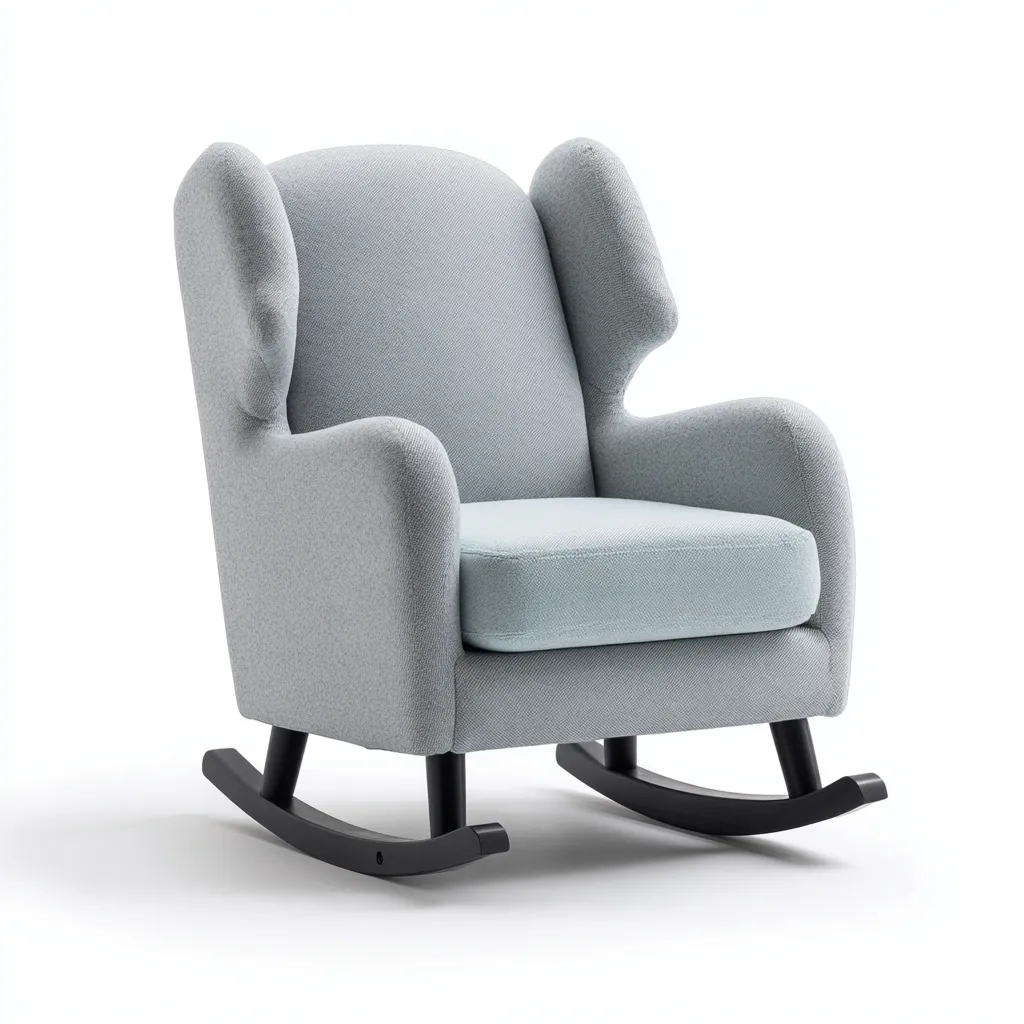 Sedia a dondolo in tessuto 78x76x92 cm - azzurro-grigio-nero - stile contemporaneo-Airyora