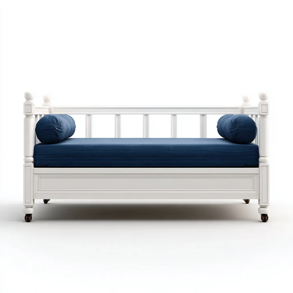 Divano letto 200x90x85 cm - bianco-blu - design classico per soggiorno-Airyora