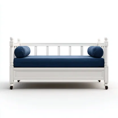 Divano letto 200x90x85 cm - bianco-blu - design classico per soggiorno-Airyora