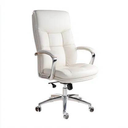 Sedia da ufficio pelle sintetica 65x65x120 cm bianco design ergonomico-Airyora