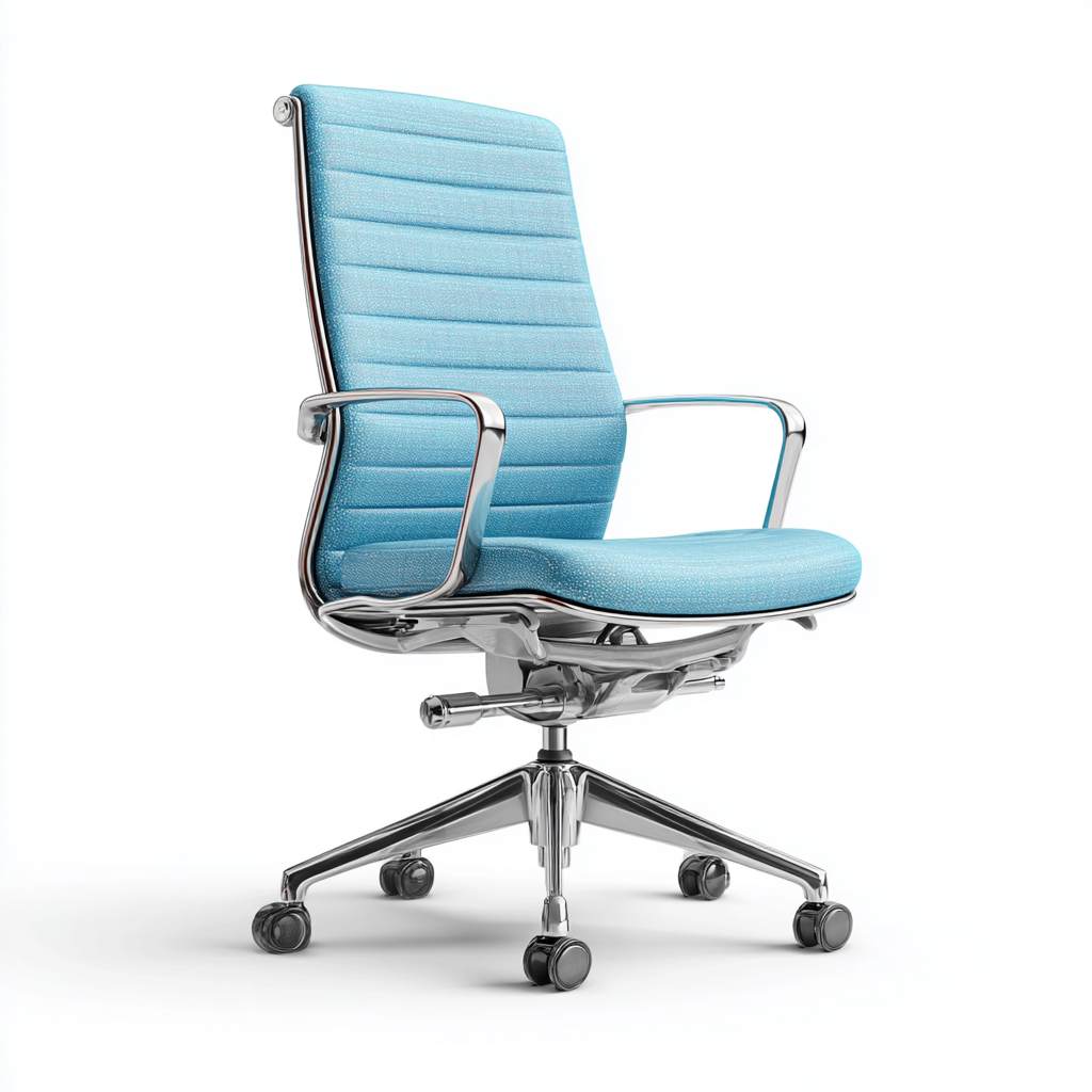 Sedia da ufficio-metallo-tessuto 60x60x110 cm-azzurro-cromato-design moderno-Airyora