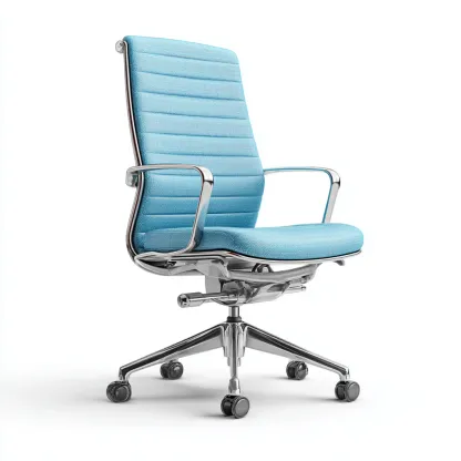 Sedia da ufficio-metallo-tessuto 60x60x110 cm-azzurro-cromato-design moderno-Airyora