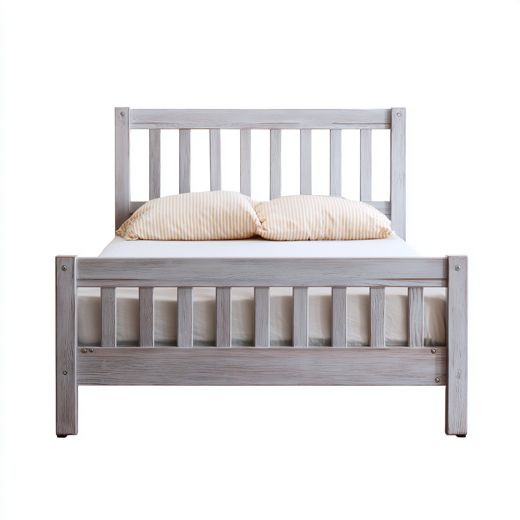 Letto matrimoniale in legno 200x160x110 cm - grigio - design classico per camera-Airyora