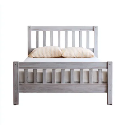 Letto matrimoniale in legno 200x160x110 cm - grigio - design classico per camera-Airyora