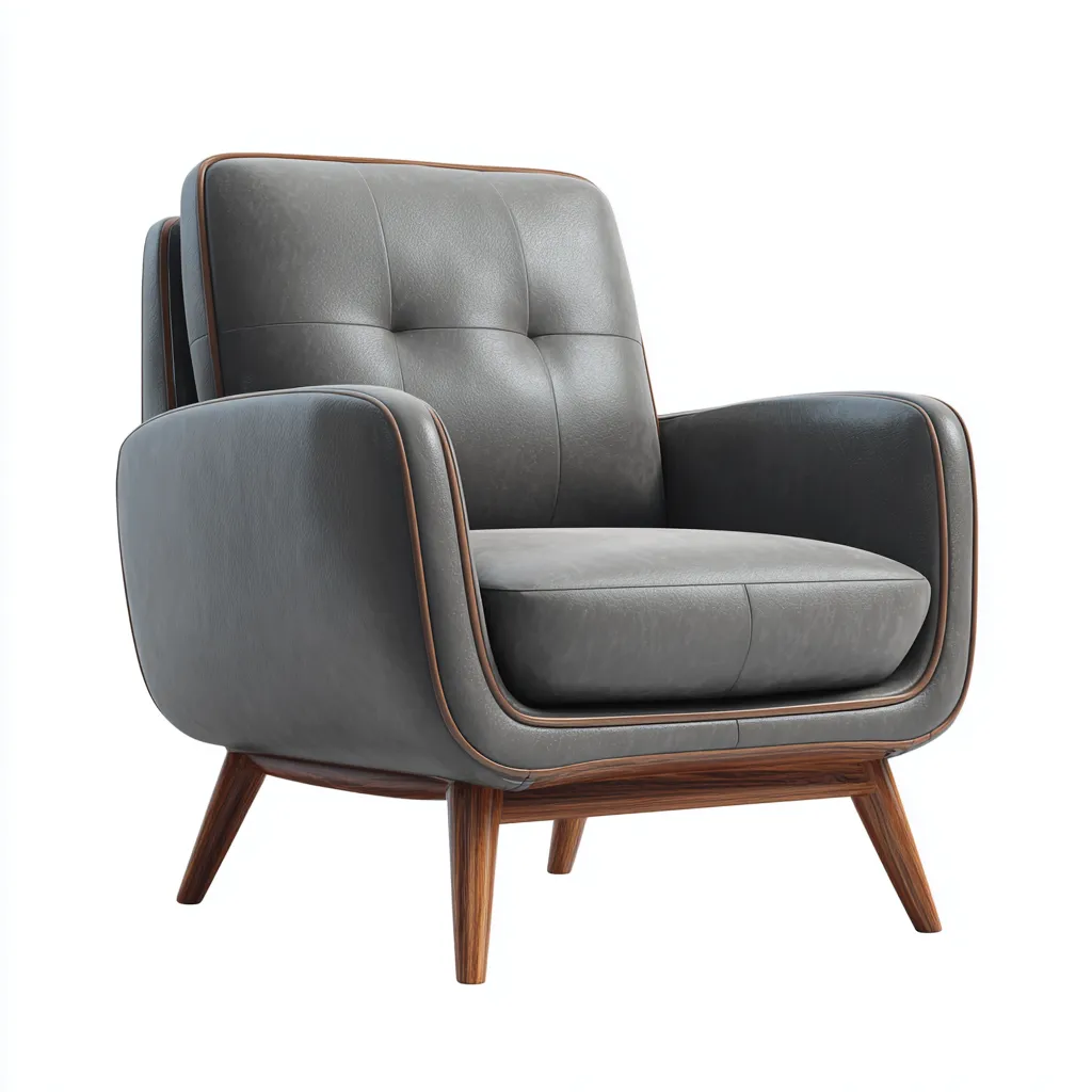 Poltrona in pelle sintetica 78x82x88 cm - grigio scuro-legno scuro - design moderno-Airyora