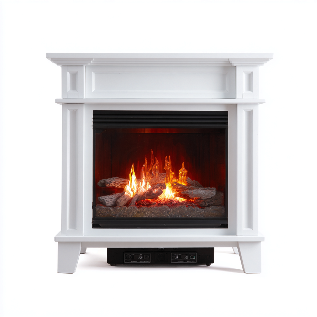 Camino elettrico legno 100x32x95 cm - bianco - stile classico-Airyora