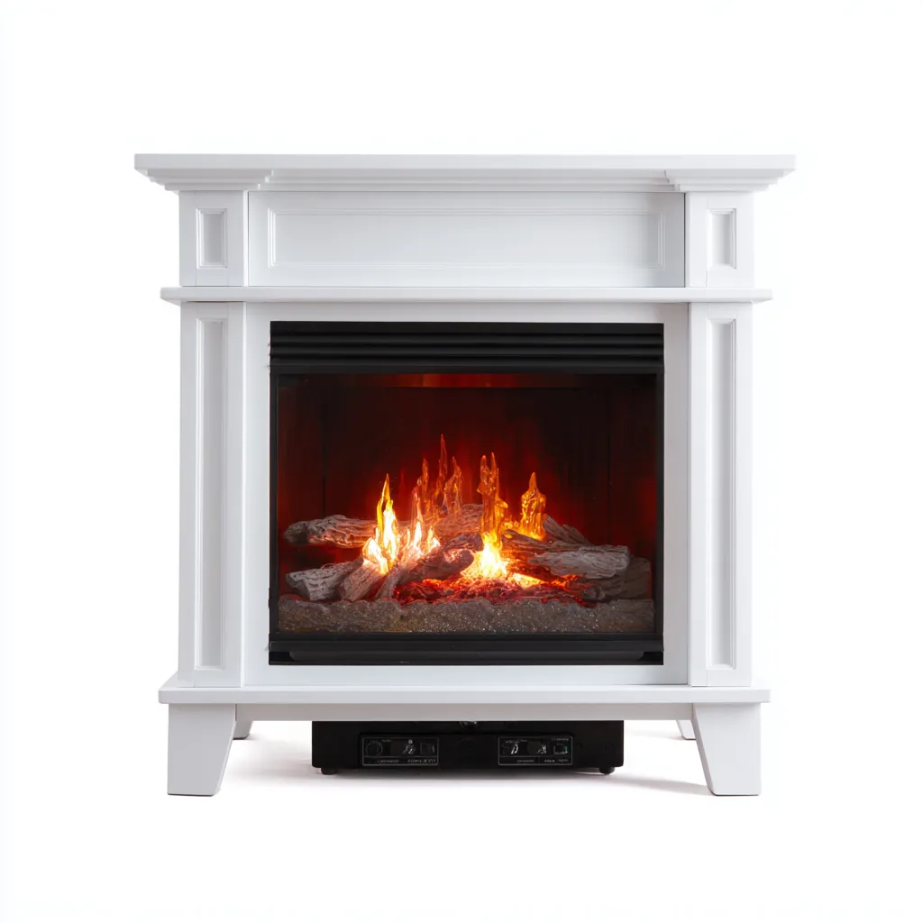 Camino elettrico legno 100x32x95 cm - bianco - stile classico-Airyora