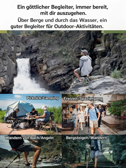 2-in-1 Gehstock mit integriertem Sitz – Klappbarer Spazierstock✨️Belastbar bis 200kg👍️ Ultra Leicht 600g – Ideal für Senioren💨 Wandern & Reise