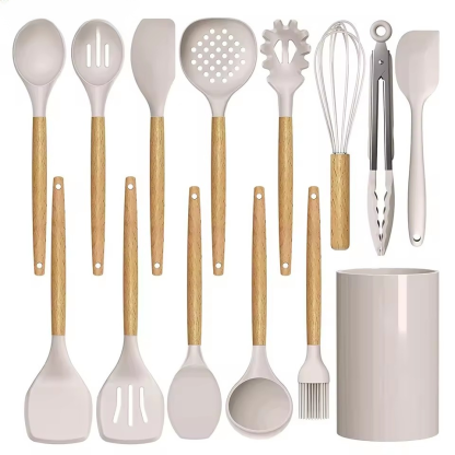 Silikon und Holz Küchenutensilien Set