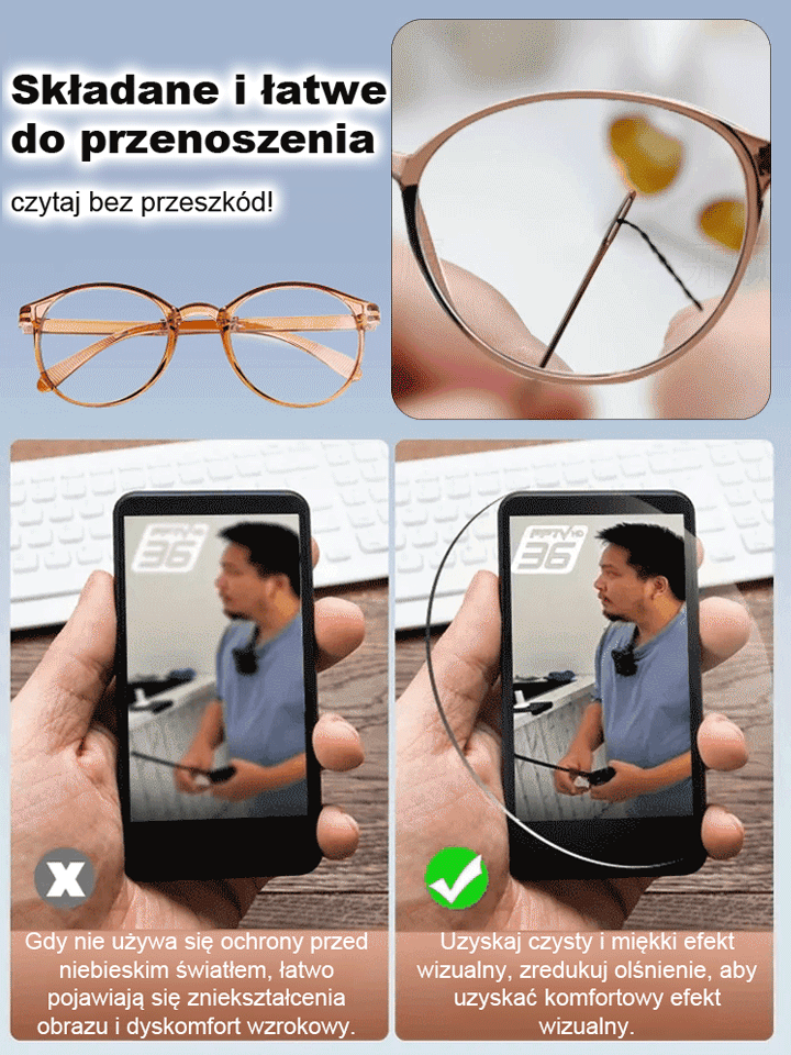 🌟Składane super lekkie modne stare oczy– Zobacz Świat Wyraźniej– Zmniejszające Zmęczenie Oczu🌟