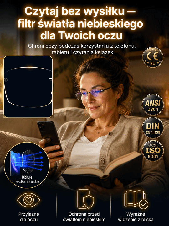 💎Ultralekkie diamentowe okulary bezoprawkowe do czytania| Anty-Niebieskie Światło| Czytanie, Komputer, Jazda| Odporne na Zarysowania🔥