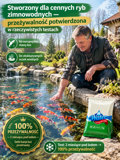 Środek do oczyszczania wody w hodowli rybnej, nieszkodliwy dla ryb i krewetek✅ [100% Biologiczny] ❄️ [Aktywny w 0°C] 🚀 [1 Saszetka = 6700m²] 🚚 [Darmowa Wysyłka]