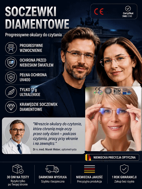 💎Ultralekkie diamentowe okulary bezoprawkowe do czytania| Anty-Niebieskie Światło| Czytanie, Komputer, Jazda| Odporne na Zarysowania🔥
