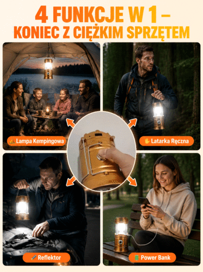 Wodoodporna wielofunkcyjna lampa solarna✨Pociągniji Świeć! Przenośna Lampa Solarna LED 360° | Szperaczi Powerbank w Jednym- Niemiecka Jakość, Światło na Lata
