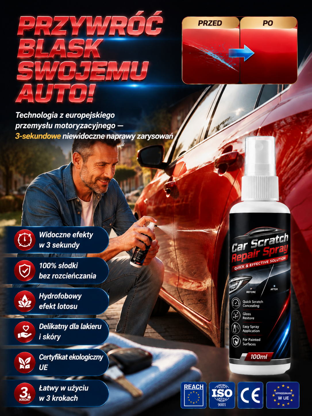 🎁 [Kup 1 Zyskaj 1 GRATIS]🚗Spray naprawy zadrapań samochodów🛡️ 100% Do Wszystkich Kolorów⏱️ [Rabat -50%]