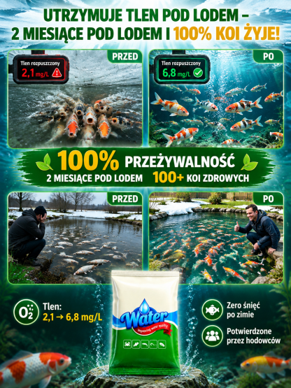 Środek do oczyszczania wody w hodowli rybnej, nieszkodliwy dla ryb i krewetek✅ [100% Biologiczny] ❄️ [Aktywny w 0°C] 🚀 [1 Saszetka = 6700m²] 🚚 [Darmowa Wysyłka]