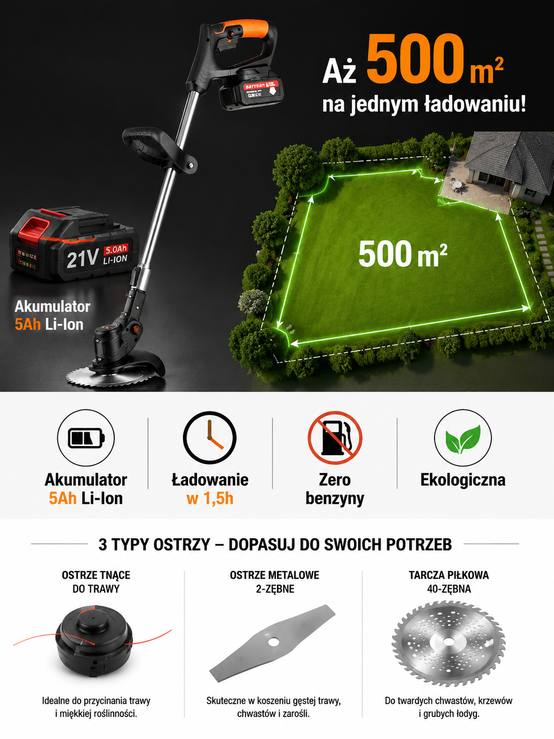 🚀【Jedna osoba szybko usuwa 15 mu】Całkowicie miedziany silnik kosiarki | Silnik 100% Miedź | Tnie Gałęzie jak Masło- Lekka, Wytrzymałe Ostrze na 3 Lata🔥