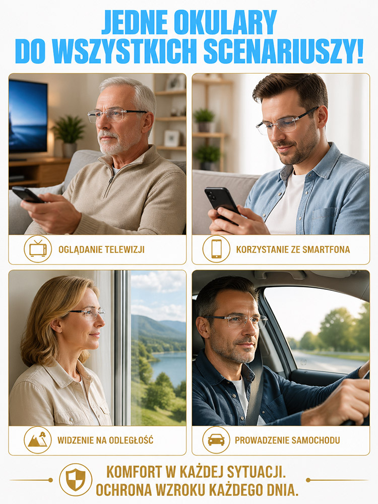 Wielofunkcyjne fotochromowe okulary do czytania z filtrem światła niebieskiego🎁Niemiecka marka okularów obchodzi rocznicę – kup 1, drugi gratis! Płatność przy odbiorze.