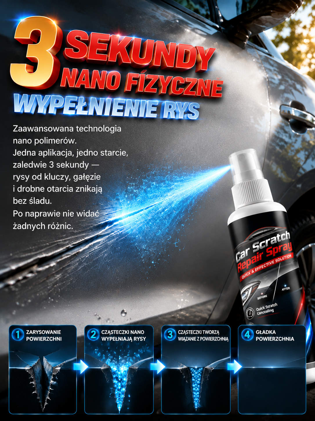 🎁 [Kup 1 Zyskaj 1 GRATIS]🚗Spray naprawy zadrapań samochodów🛡️ 100% Do Wszystkich Kolorów⏱️ [Rabat -50%]