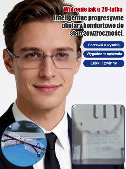 💡👓 【Przywróć wzrok do jasności sprzed 20 lat】Okulary do czytania Smart Zoom Comfort(Okulary 3 w 1: Anti-Blue Light + Fotochrom)🕶️☀️