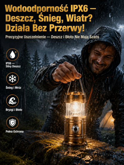 Wodoodporna wielofunkcyjna lampa solarna✨Pociągniji Świeć! Przenośna Lampa Solarna LED 360° | Szperaczi Powerbank w Jednym- Niemiecka Jakość, Światło na Lata