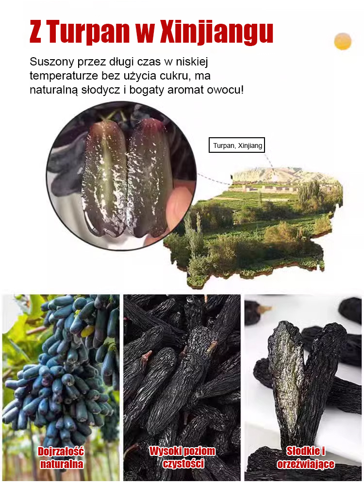 👑Król wśród rodzynek: rodzynki Sapphire | Gigantyczny Rozmiar &Naturalna Słodycz | Miękkie, Mięsiste i Bez Dodatku Cukru🍇 