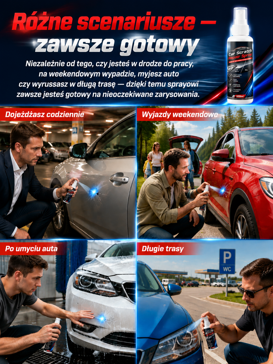 🎁 [Kup 1 Zyskaj 1 GRATIS]🚗Spray naprawy zadrapań samochodów🛡️ 100% Do Wszystkich Kolorów⏱️ [Rabat -50%]