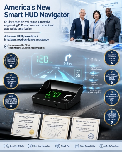Instantly upgrade any vehicle to AI navigation in just 1 second!【Smart In-Car HUD Co-Pilot】Works on Sedans, SUVs, Pickups, RVs, and More!