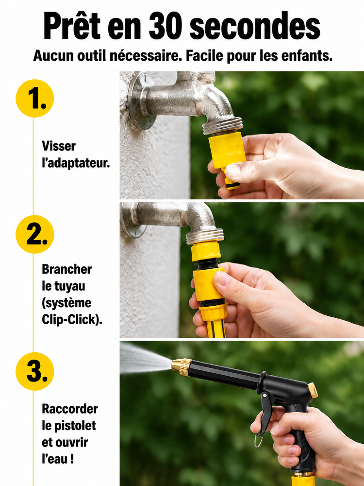 Transformez votre tuyau de jardin en nettoyeur haute pression, sans électricité !