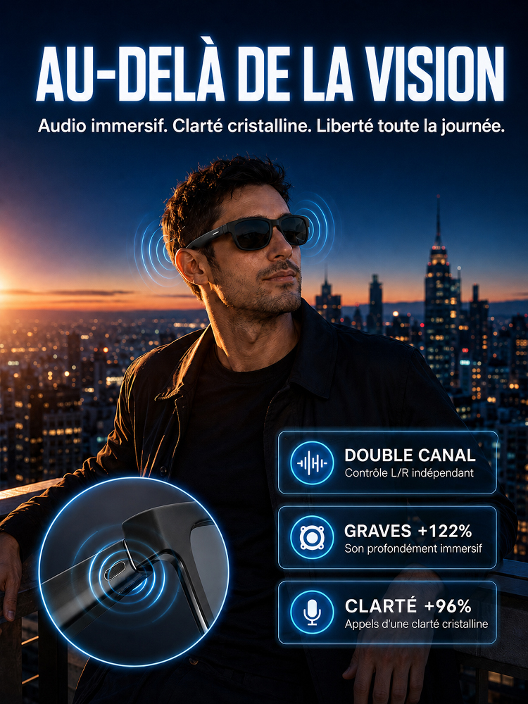Lunettes Intelligentes AR Tout‑en‑Un | Ajustement Automatique de la Vue + Traduction en Temps Réel