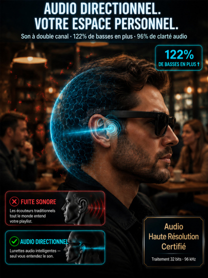 Lunettes Intelligentes AR Tout‑en‑Un | Ajustement Automatique de la Vue + Traduction en Temps Réel