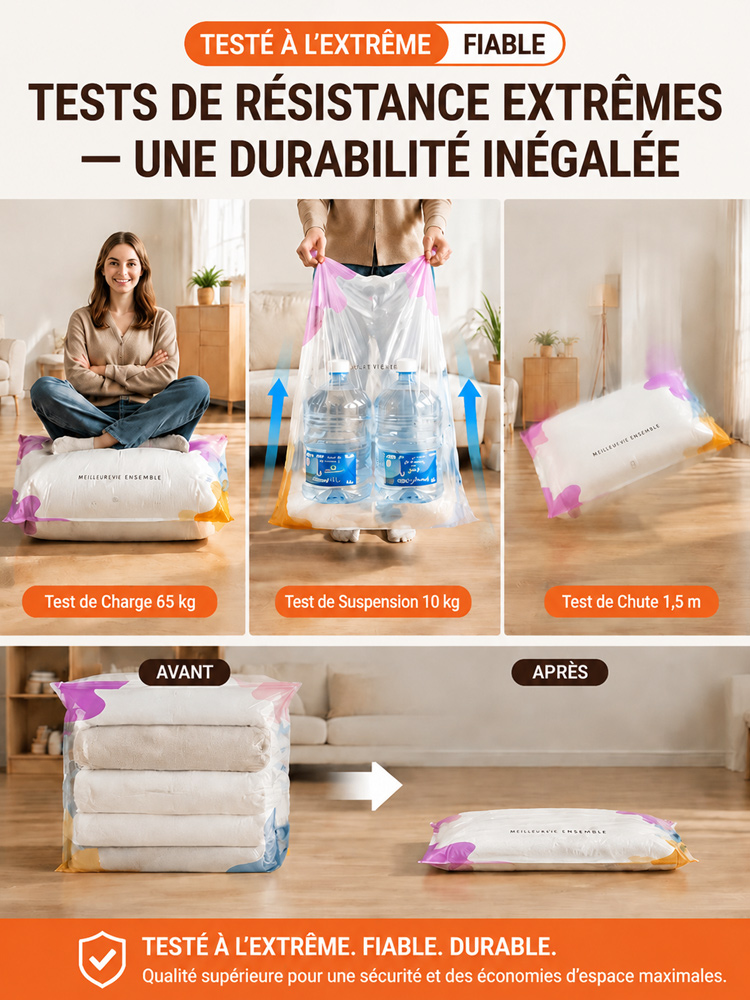 Sac de rangement à compression sous vide anti - rides stéréoscopique