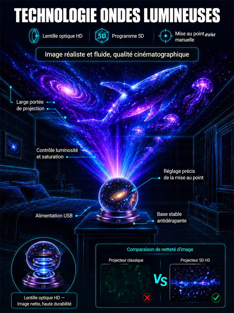 Lampe à projection d'étoiles – Un univers étoilé magique en quelques secondes