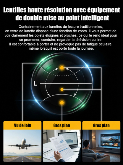 Lunettes de lecture intelligentes à zoom, anti-rayonnement, anti-fatigue, haute définition
