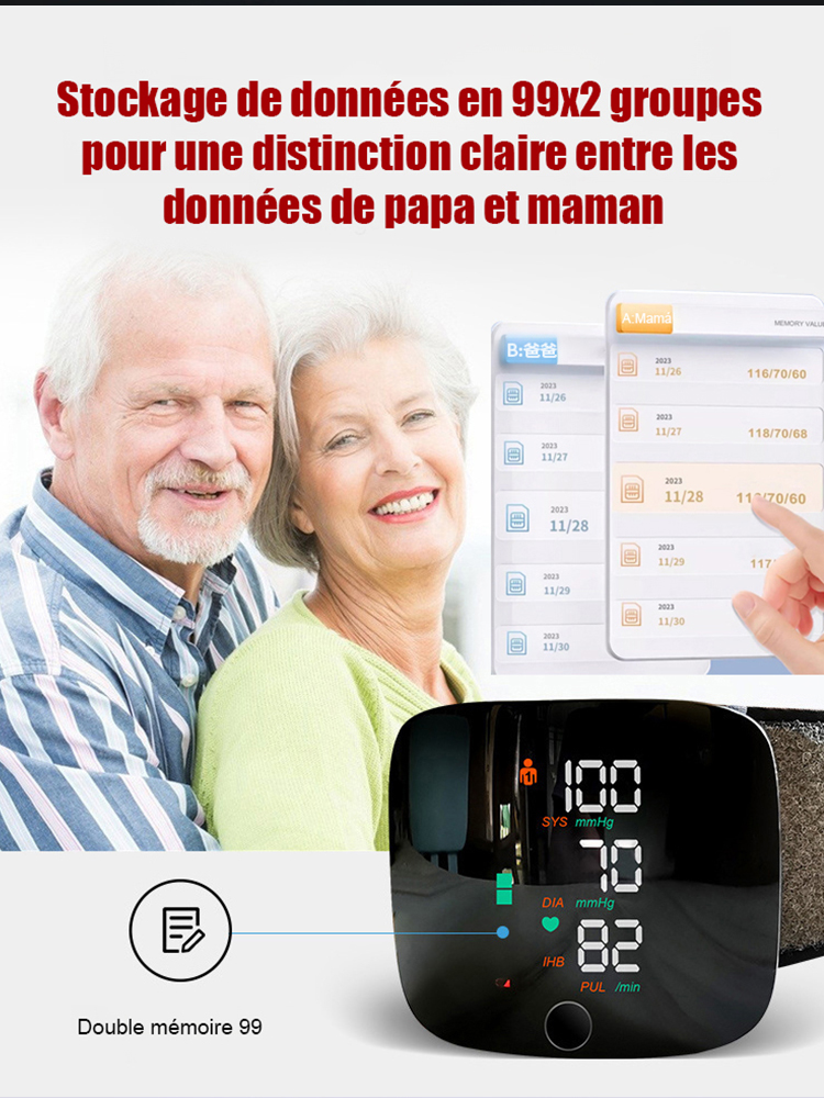 【Grand écran vocal】Tensiomètre électronique automatique pour poignet