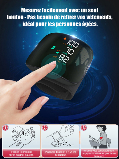 【Grand écran vocal】Tensiomètre électronique automatique pour poignet