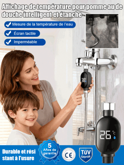 Affichage de température pour pommeau de douche intelligent et étanche