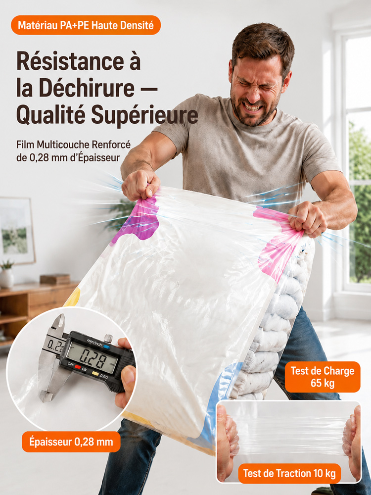 Sac de rangement à compression sous vide anti - rides stéréoscopique